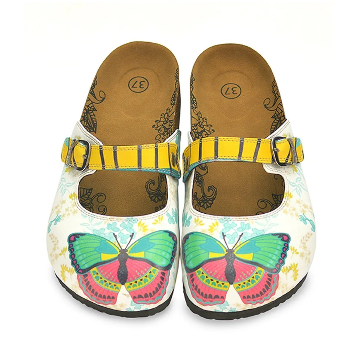 Green & Pink Butterfly Clogs CAL802