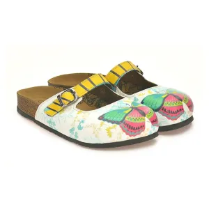 Green & Pink Butterfly Clogs CAL802