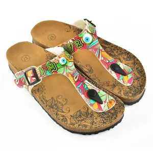Green & Pink Im Not Afraid T-Strap Sandal CAL502