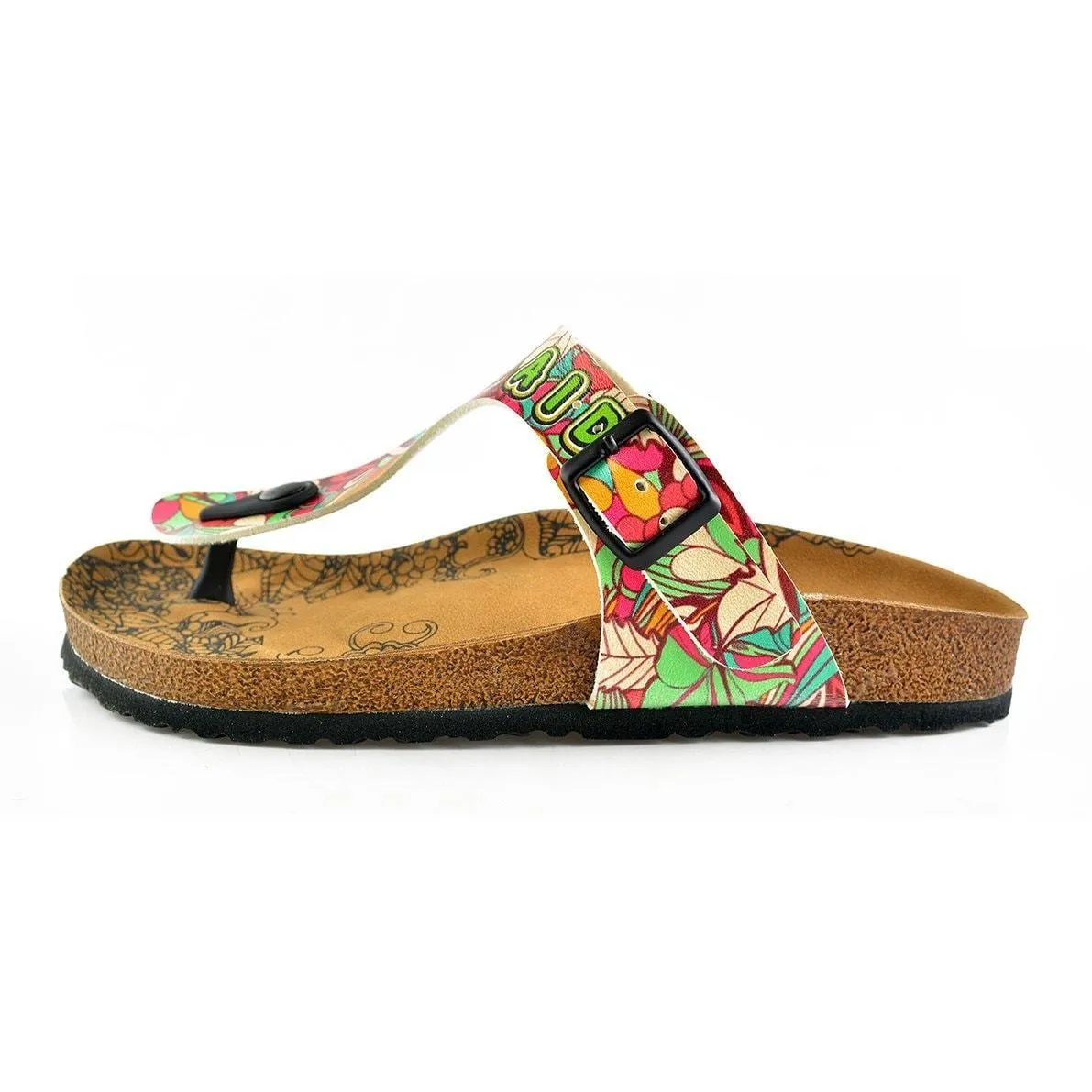 Green & Pink Im Not Afraid T-Strap Sandal CAL502