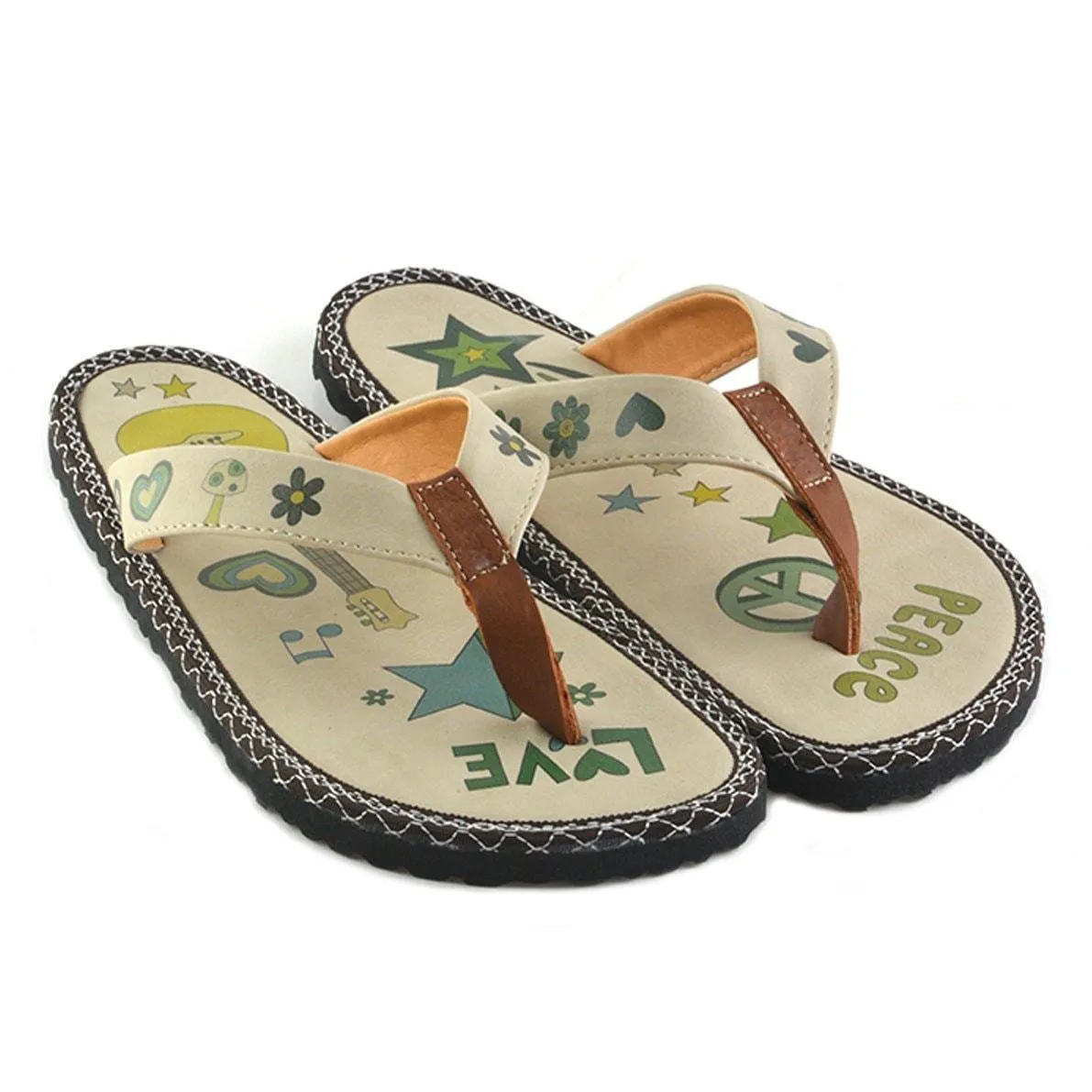 Green Peace Love Flip-Flop CAL406