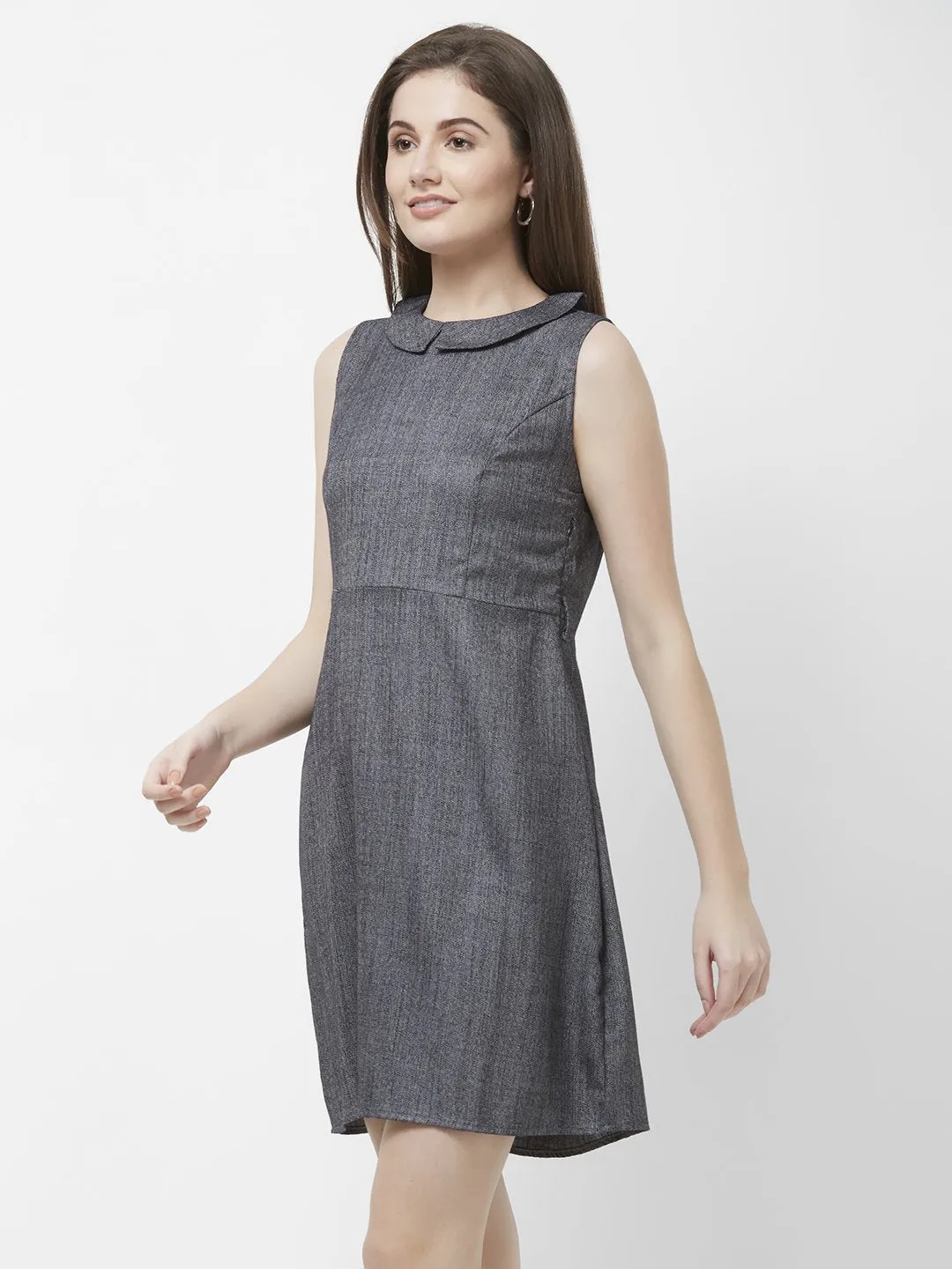 Grey Solid Short Dress