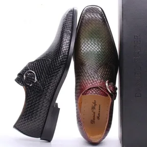 Handmade Genuine Leather Slip On Monk Strap Shoes