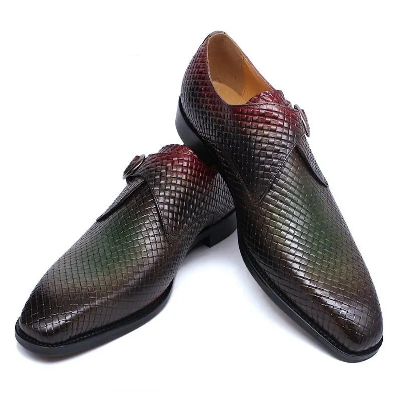 Handmade Genuine Leather Slip On Monk Strap Shoes