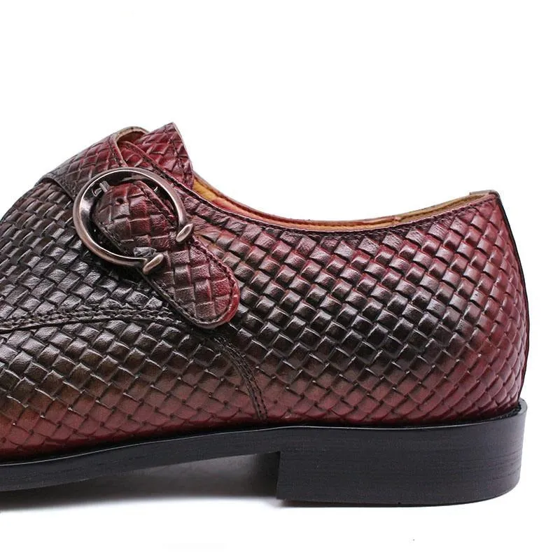 Handmade Genuine Leather Slip On Monk Strap Shoes
