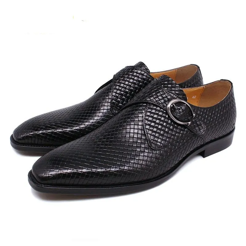 Handmade Genuine Leather Slip On Monk Strap Shoes