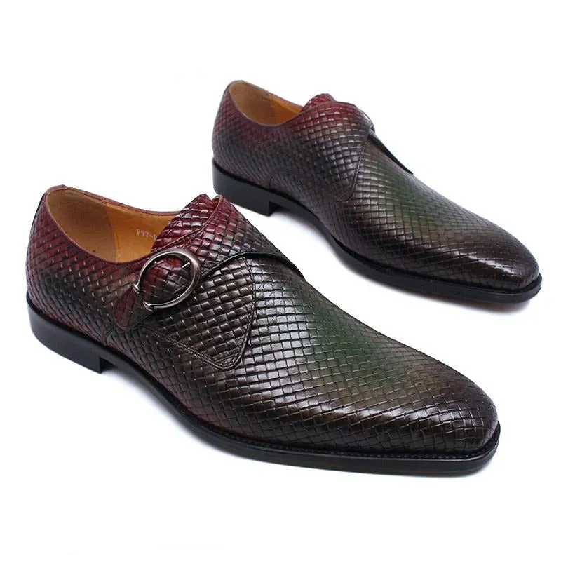 Handmade Genuine Leather Slip On Monk Strap Shoes