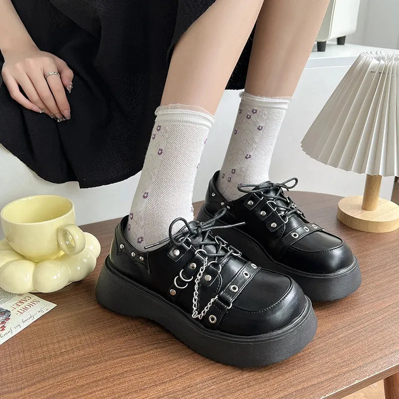 Hnzxzm Plus Size 42 Lolita Shoes Women Japanese Chunky Platform Cosplay Costume Student Mary Jane Black Shoe