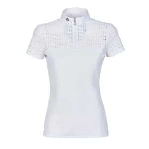 HORSE RIDING POLO SHIRT FOR WOMAN WITH BREATHABLE INSERT COL. WHITE