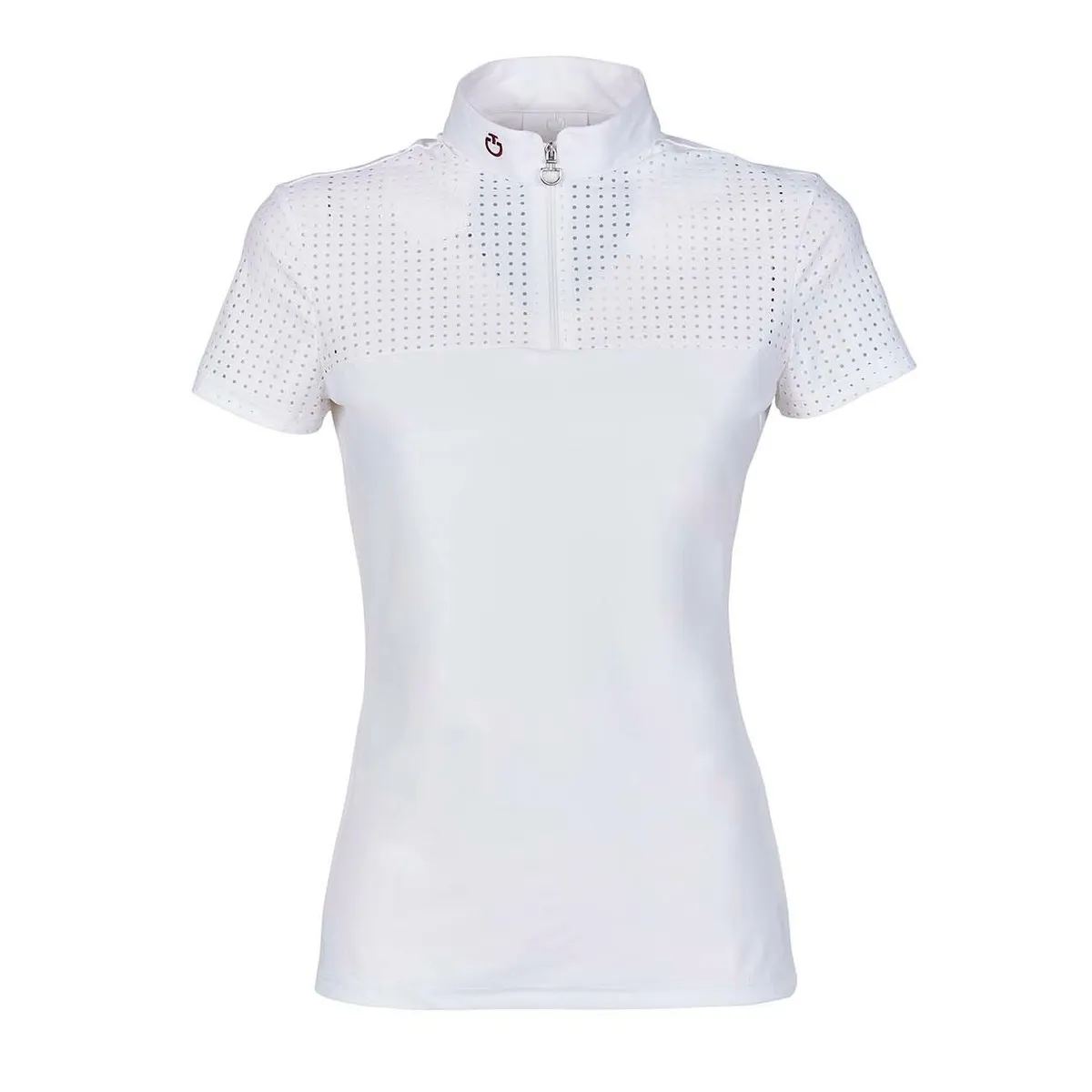 HORSE RIDING POLO SHIRT FOR WOMAN WITH BREATHABLE INSERT COL. WHITE