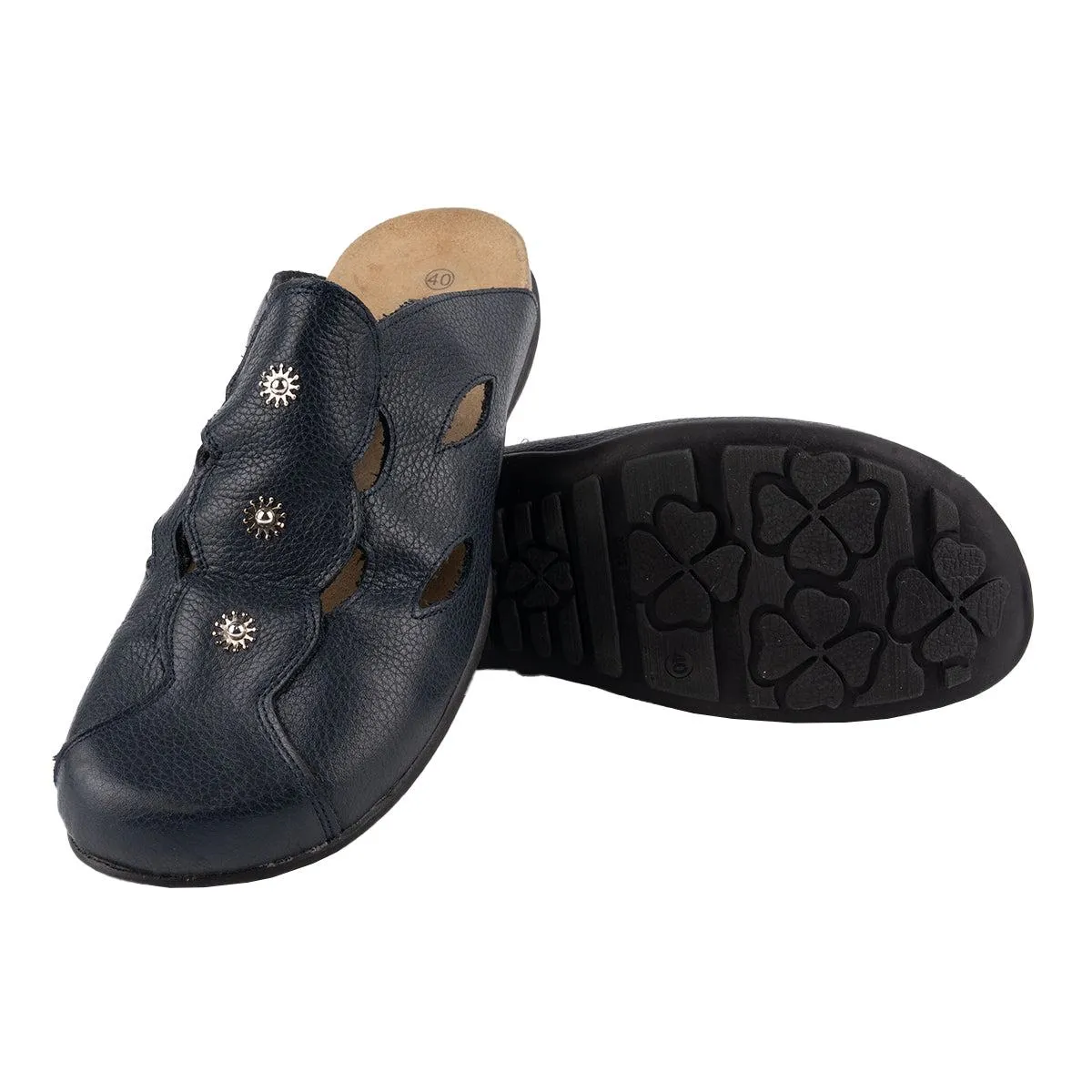 Hush Puppies Slipon Clogs Leather Blue Colour For Women