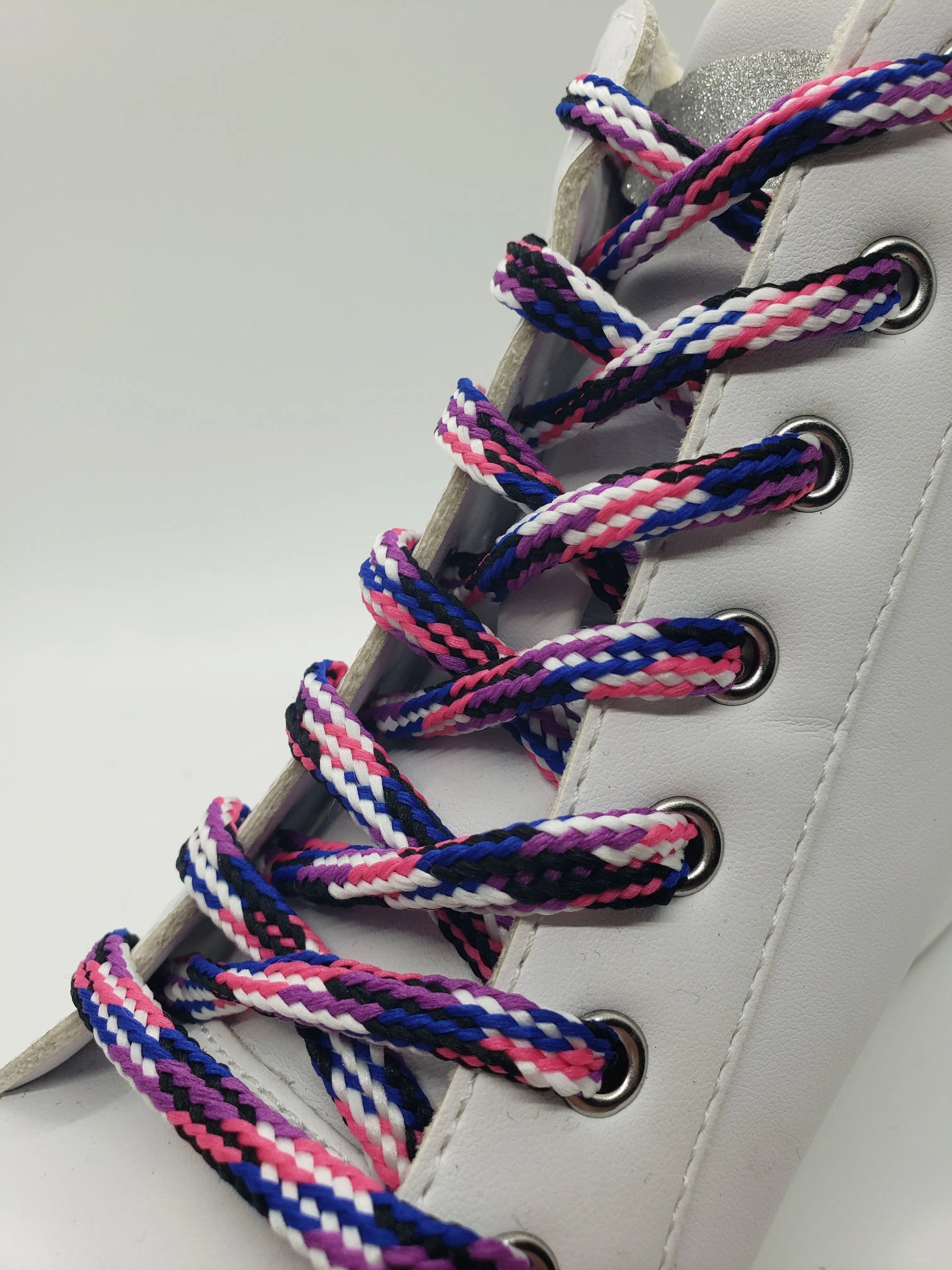 Hybrid Multi-Color Shoelaces - Pink, Purple, Blue, Black and White