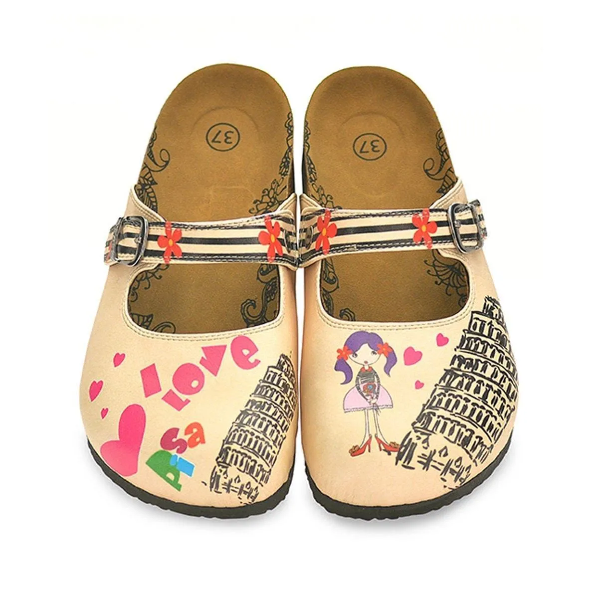 I Love Pisa Clogs CAL803