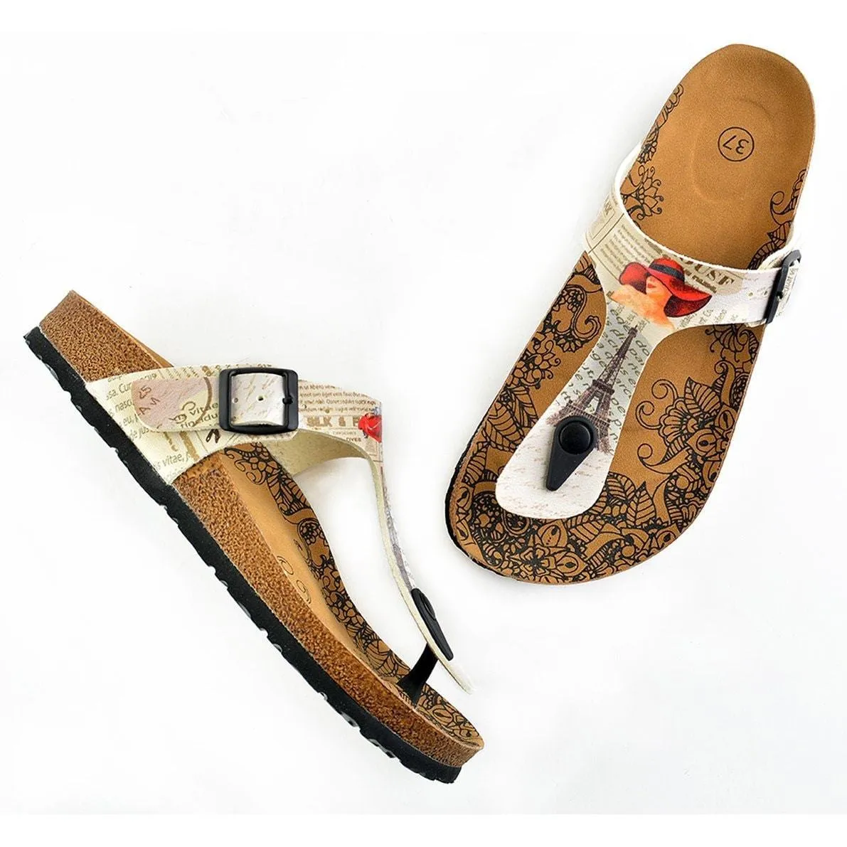 Ivory Travel T-Strap Sandal CAL506