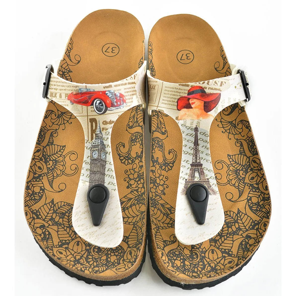 Ivory Travel T-Strap Sandal CAL506