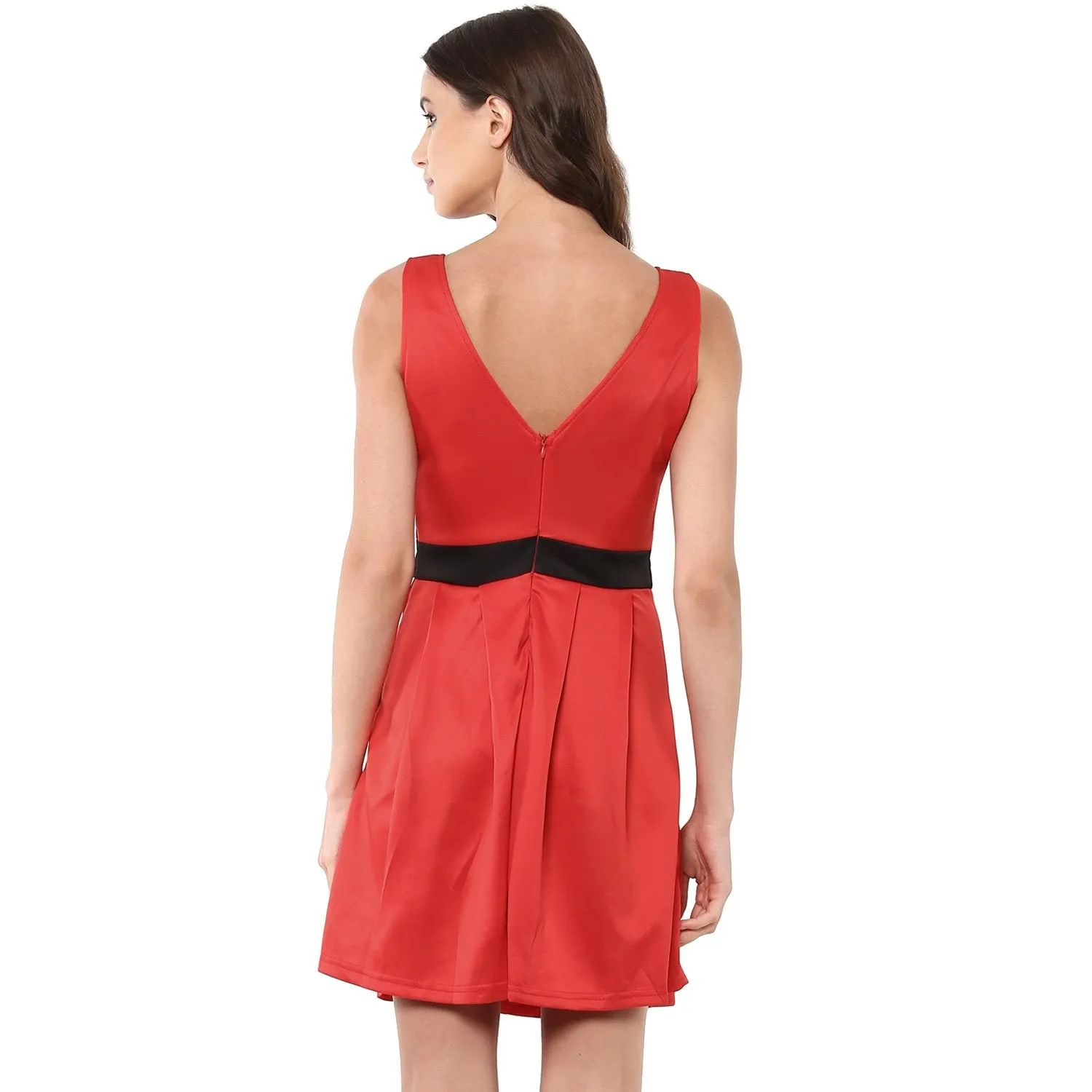 Jaune Premium Elena Black Lace Red Skater Dress
