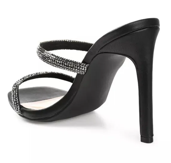 Journee Collection Women's Reena Rhinestone Stilettos Heels Shoes Black Size 11