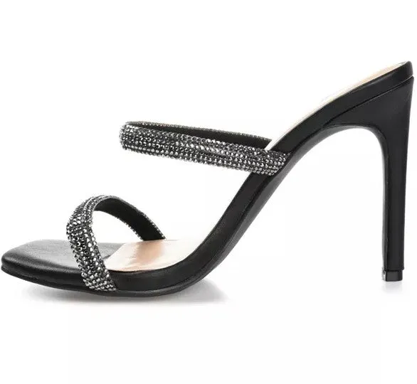 Journee Collection Women's Reena Rhinestone Stilettos Heels Shoes Black Size 11