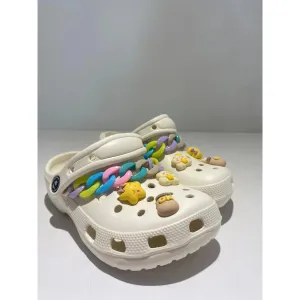 Kids Cartoon Themed Clogs with Stickers & Chain Trim Kids Footwear CHP464BG24