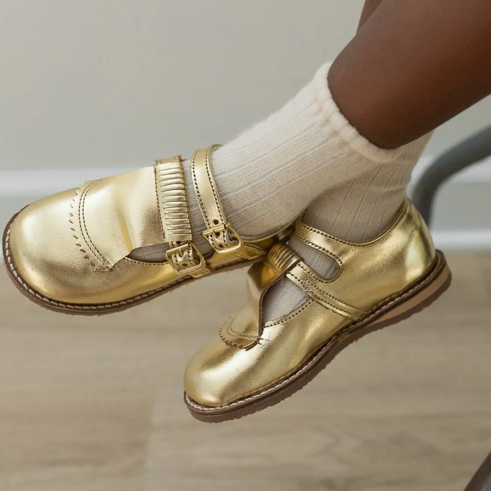Kiltie T-Strap | Gold