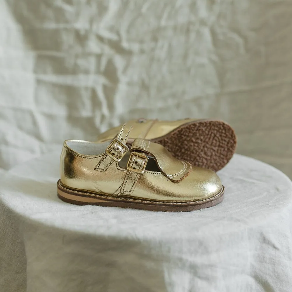 Kiltie T-Strap | Gold