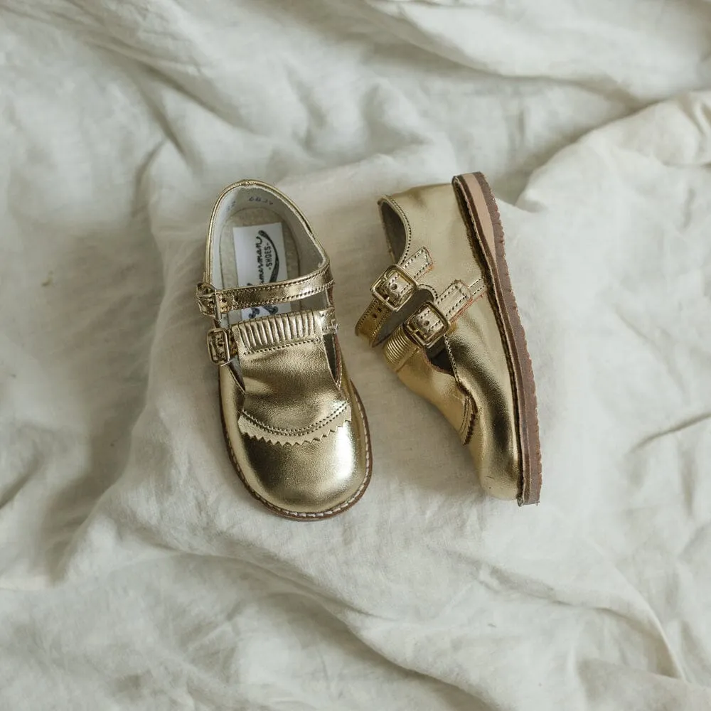 Kiltie T-Strap | Gold