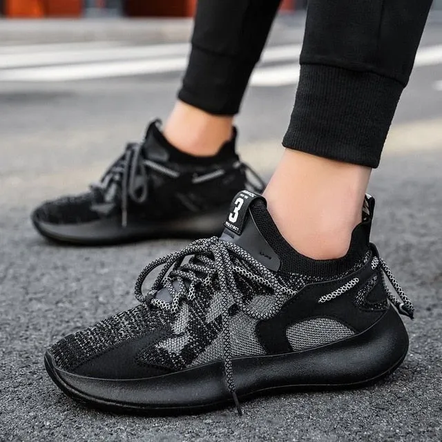 Knit Mixed Color Breathable Running Sneakers