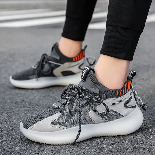 Knit Mixed Color Breathable Running Sneakers
