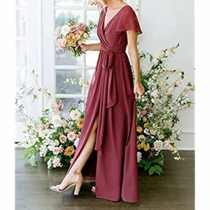 Lace Up  Country Bridesmaid Dresses Lace Chiffon Formal Dresses