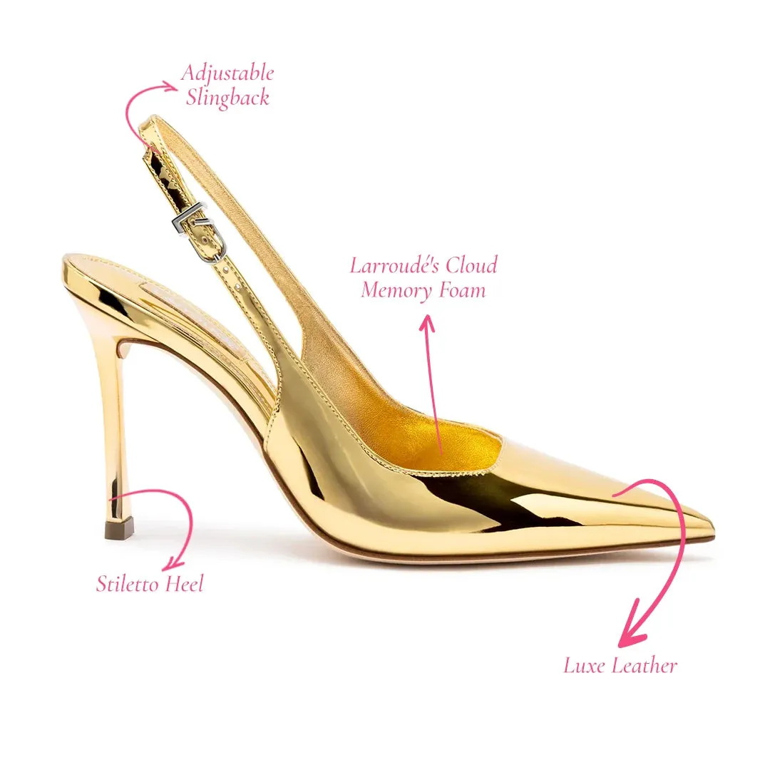 Larroude Kaitlan Pump In Gold Specchio