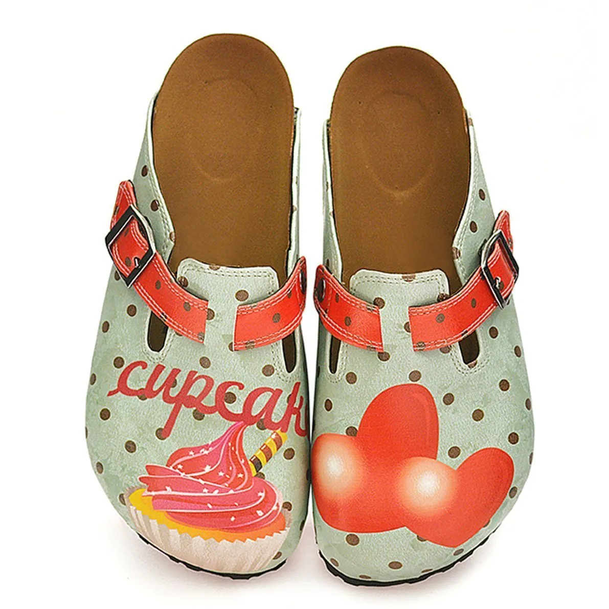 Light Blue & Red Cupcake Clogs WCAL331