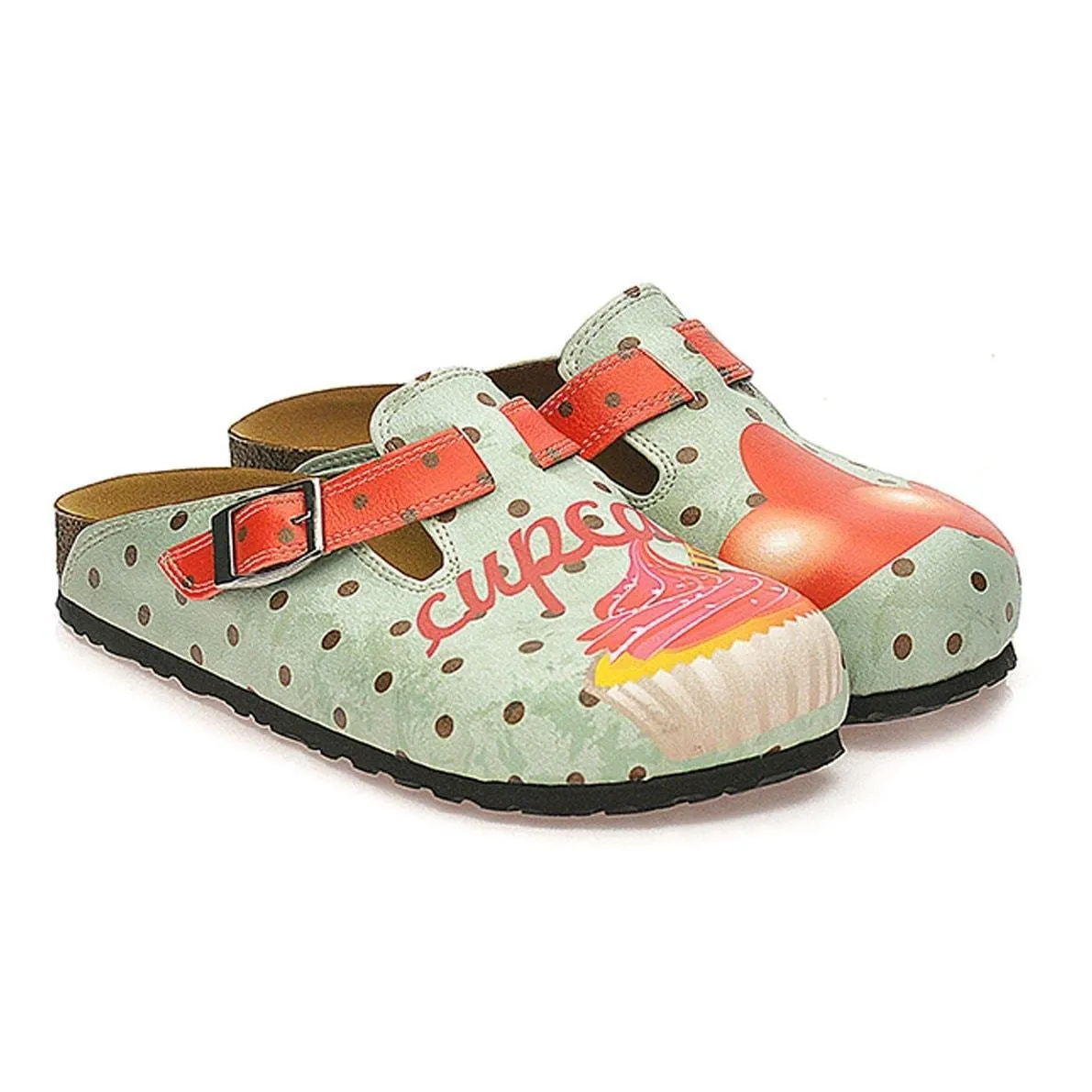 Light Blue & Red Cupcake Clogs WCAL331
