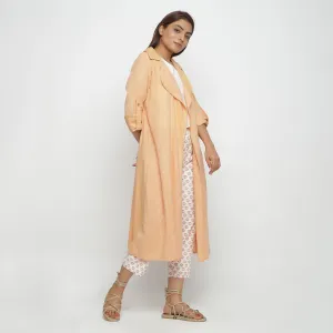 Light Yellow Yarn Dyed Cotton Lapel Collar Overlay