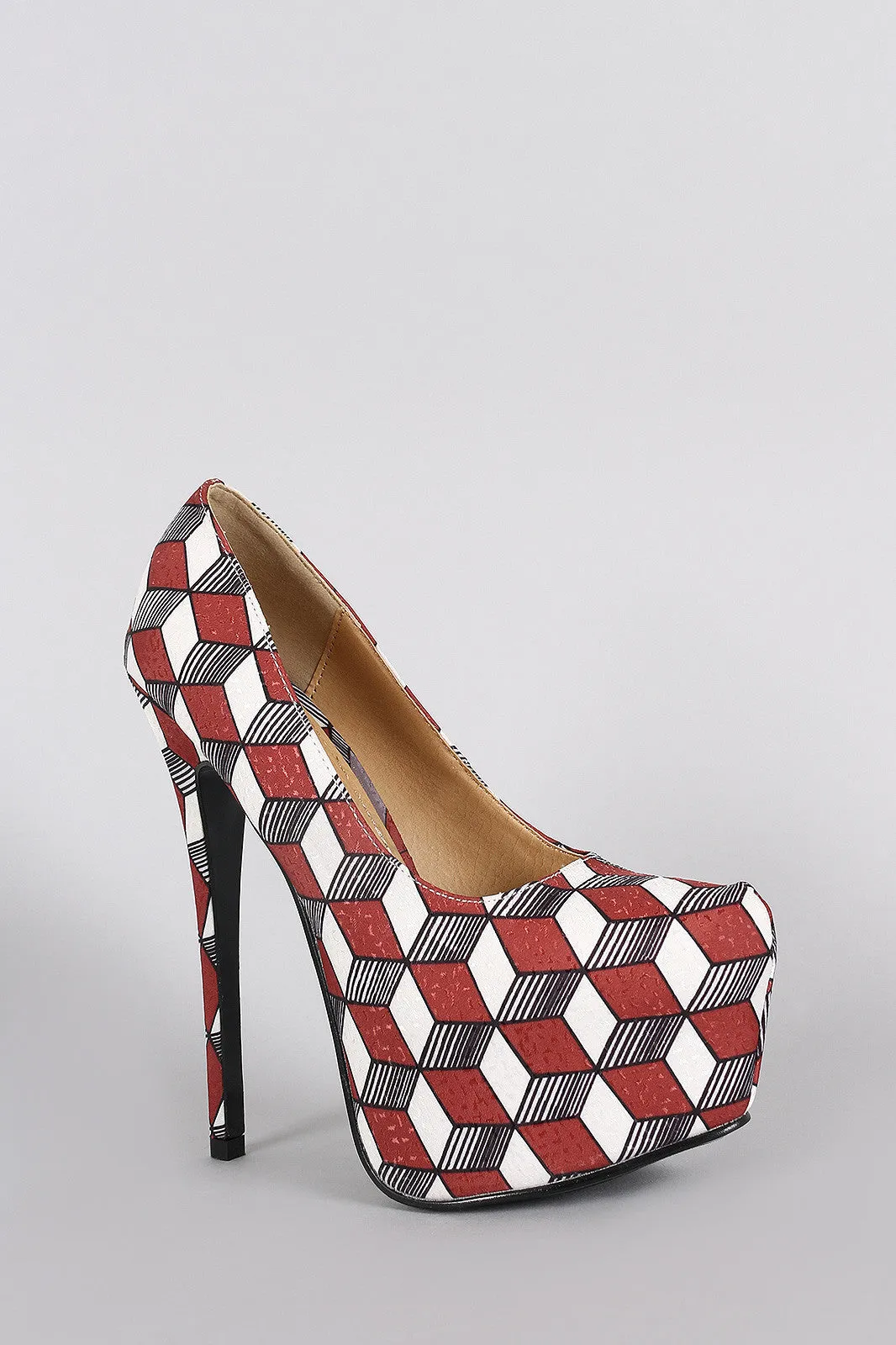 Liliana 3D Geometric Hidden Platform Stiletto Pump
