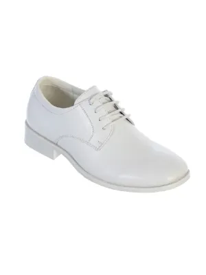 Little Boys White Matte Leather Lace Up Dress Shoes 9-10 Toddler