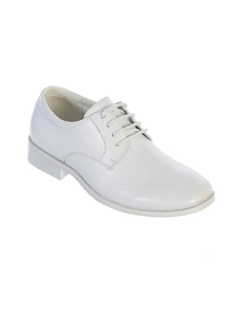 Little Boys White Matte Leather Lace Up Dress Shoes 9-10 Toddler