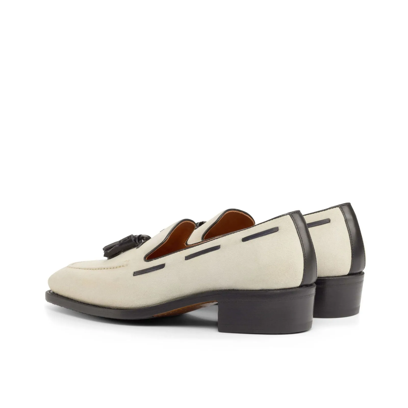 Loafer-Kid Suede, Box Calf, White, Black-Wholesale