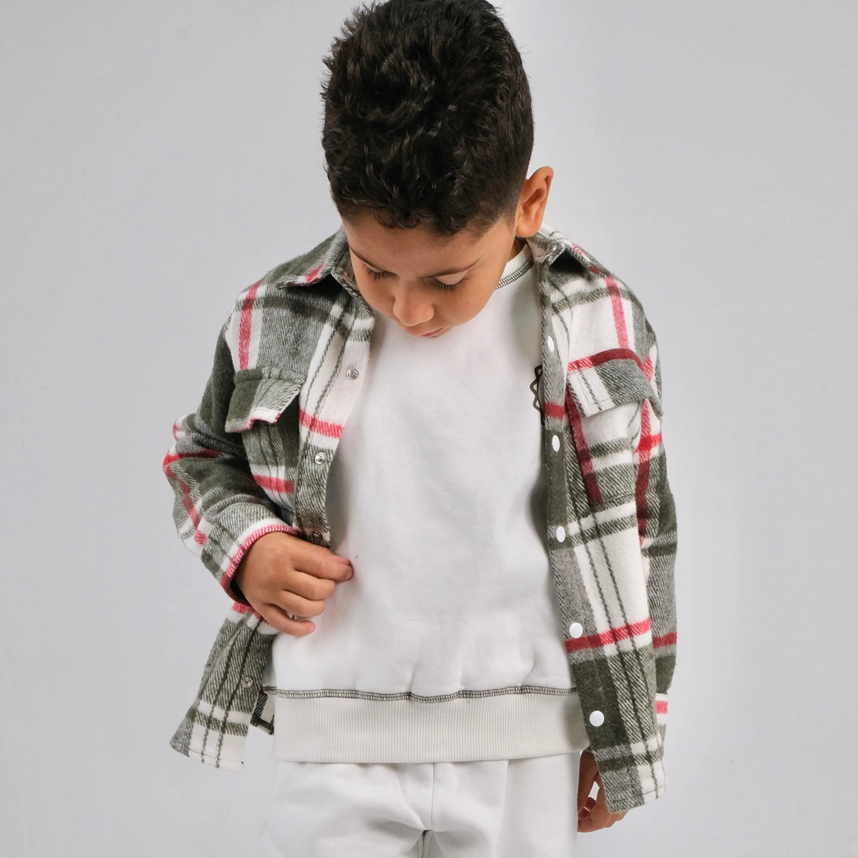 Long-Sleeved Red/Olive Checkered Shirt