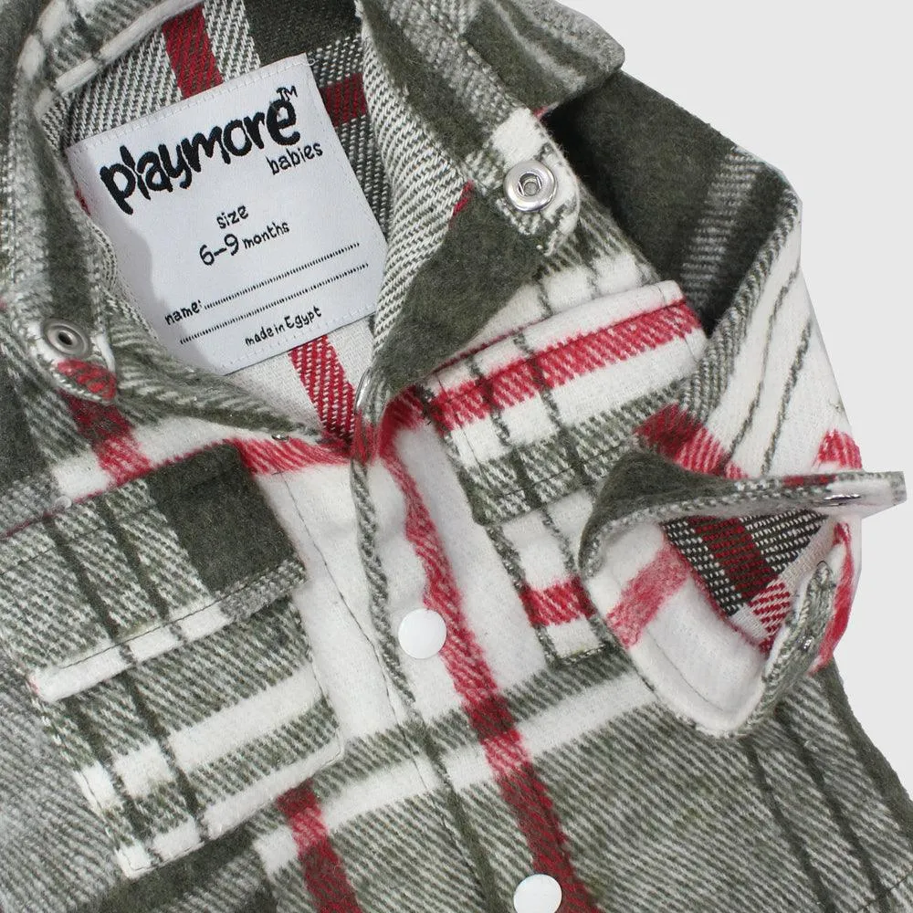 Long-Sleeved Red/Olive Checkered Shirt