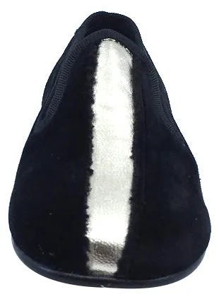 Luccini Splendid Girl's & Boy's Black Velvet Slip On Gold Leather Dress Shoe
