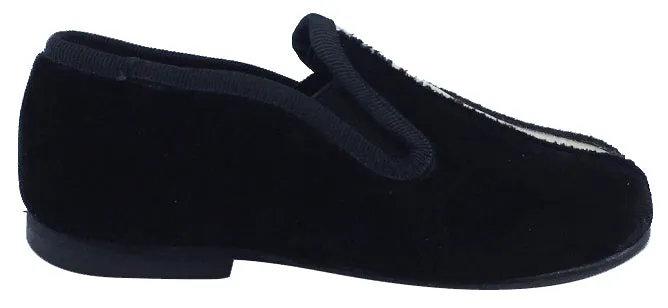 Luccini Splendid Girl's & Boy's Black Velvet Slip On Gold Leather Dress Shoe