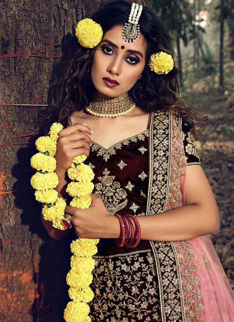 Maroon Embroidered Lehenga Choli