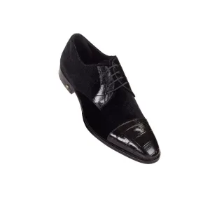 Mauri - 53164 "Ticinese" Black Alligator/Moiré Dress Shoe
