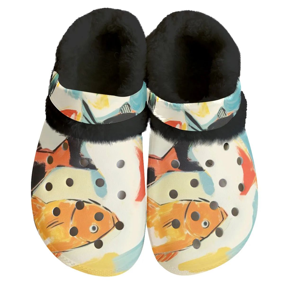 Mc#31 Men's Classic Clogs with Fleece, fish print