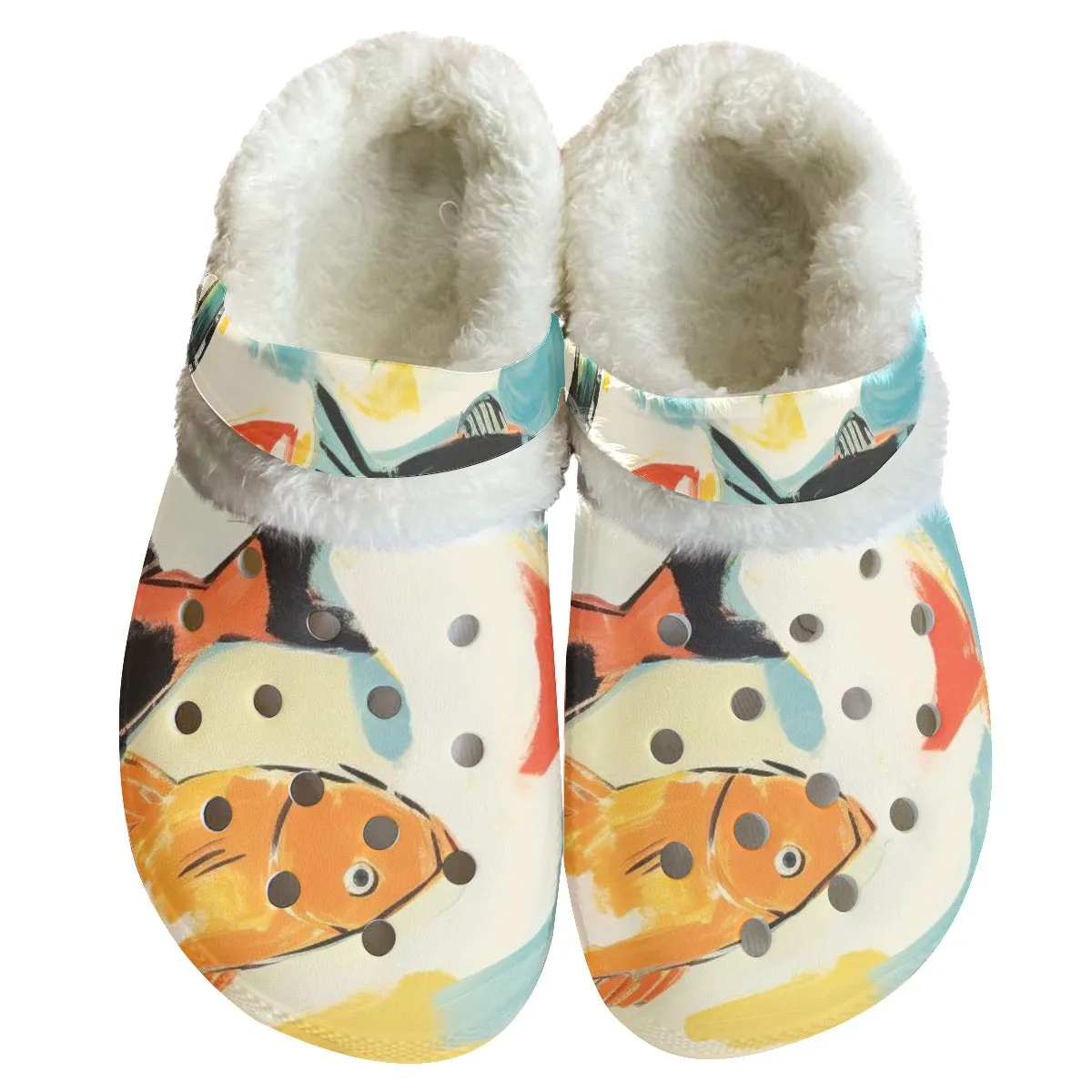 Mc#31 Men's Classic Clogs with Fleece, fish print
