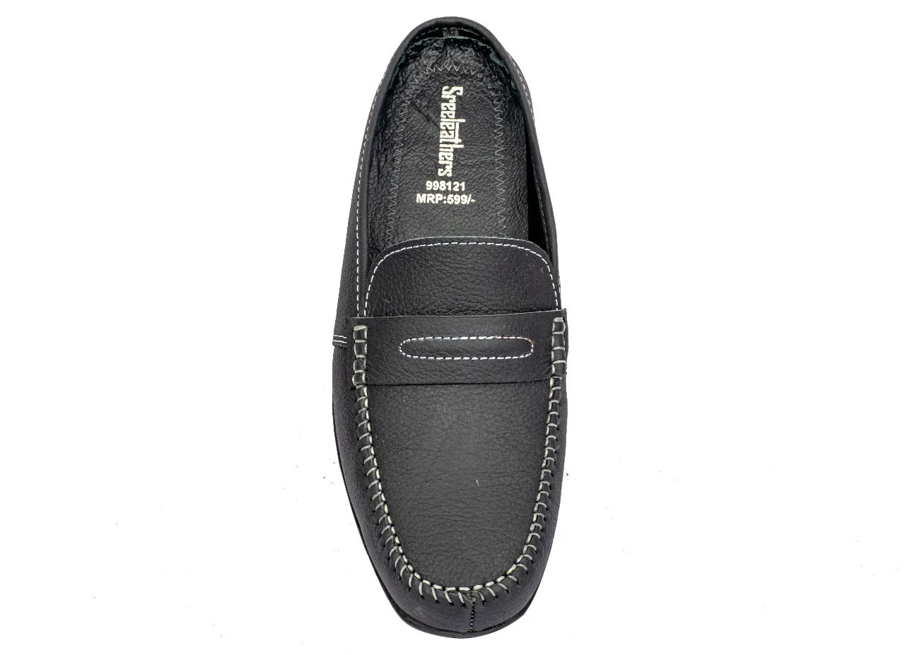 MEN BLACK LEATHER HALF SHOES 998121