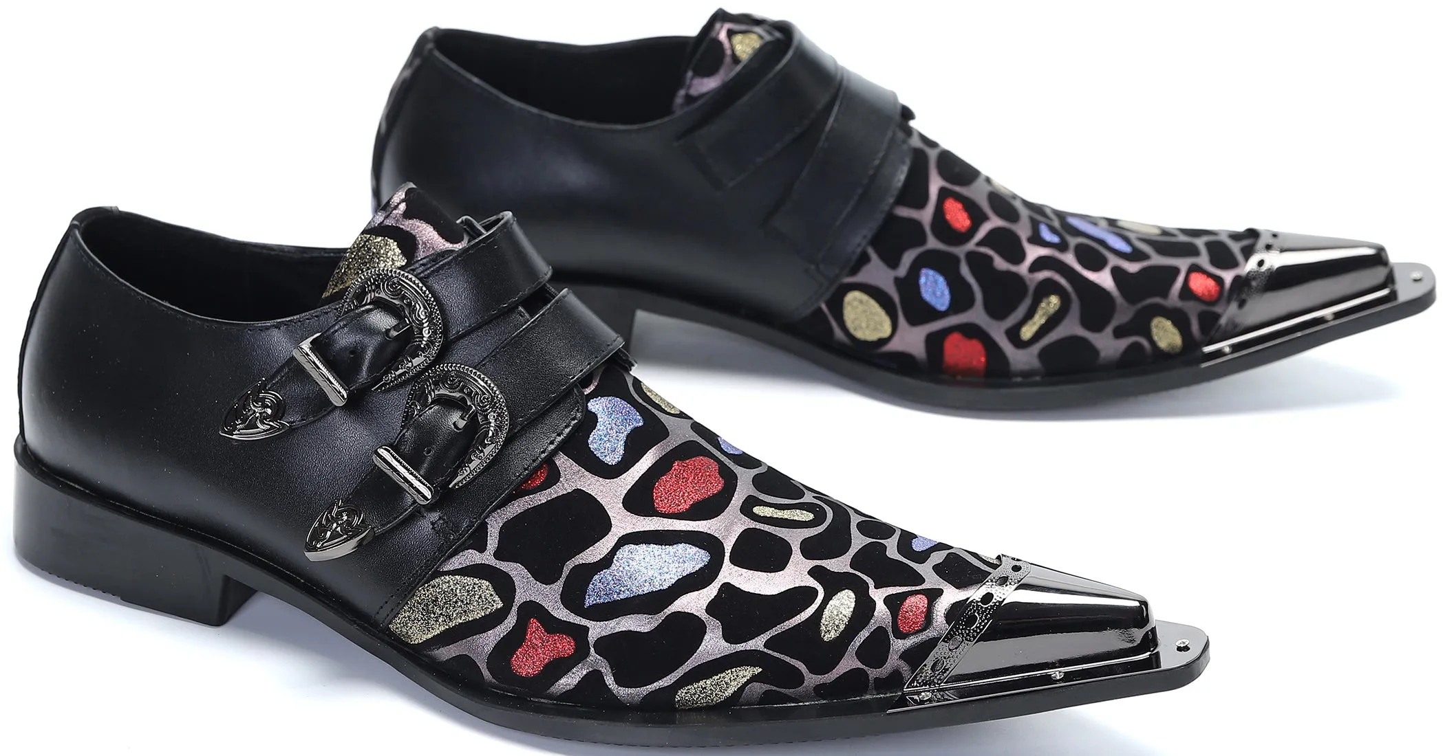 Men's Metal Tip Western Buttons Loafers