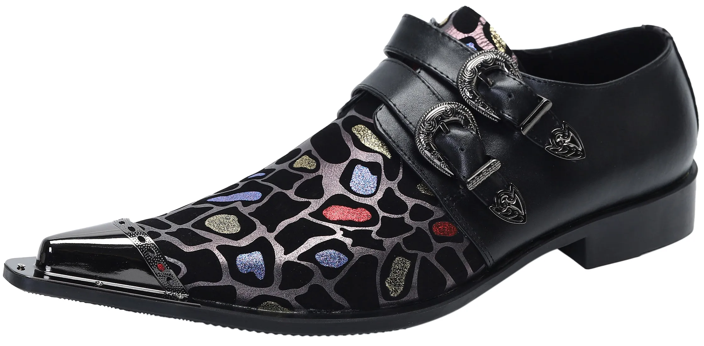 Men's Metal Tip Western Buttons Loafers
