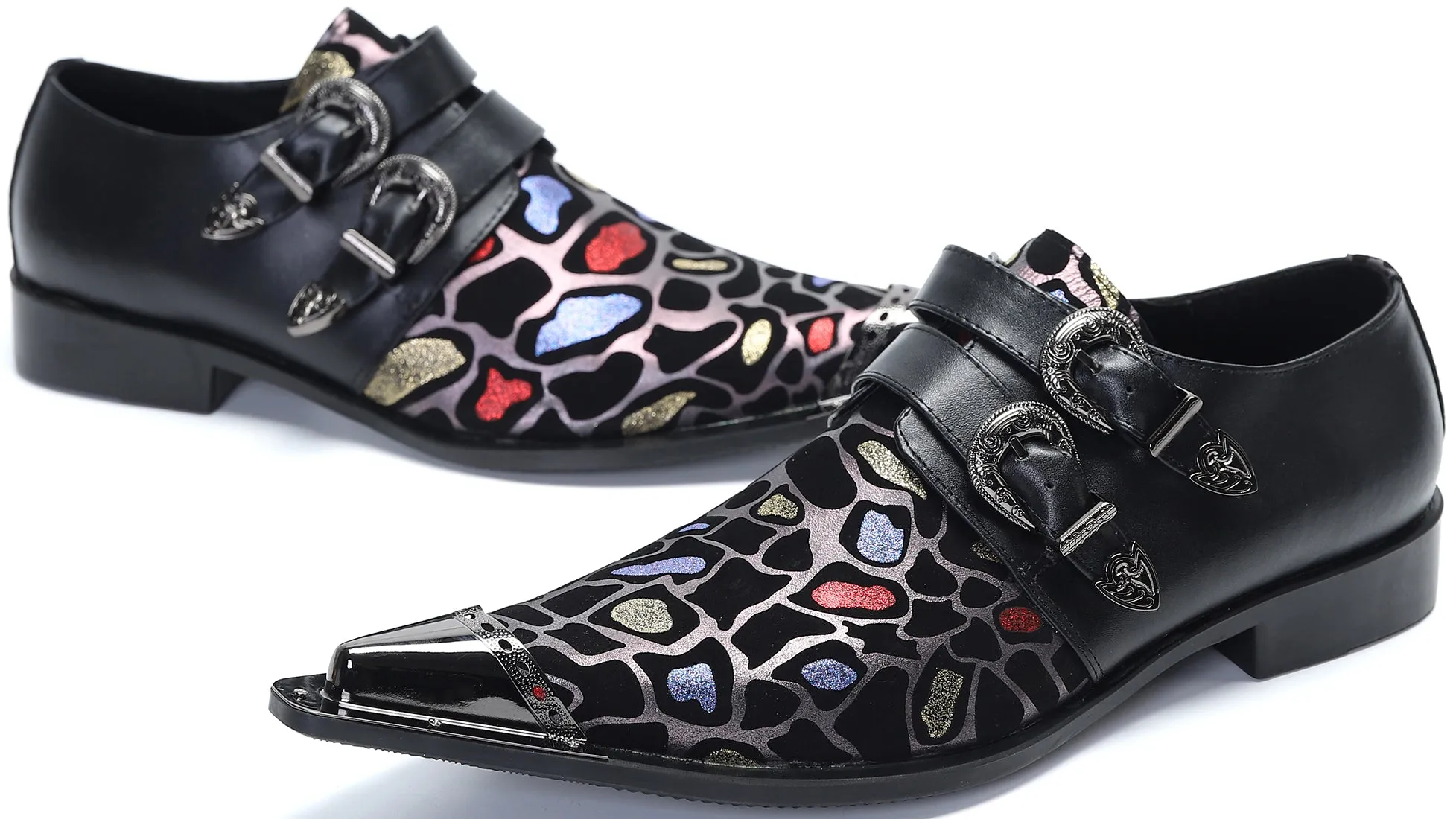 Men's Metal Tip Western Buttons Loafers