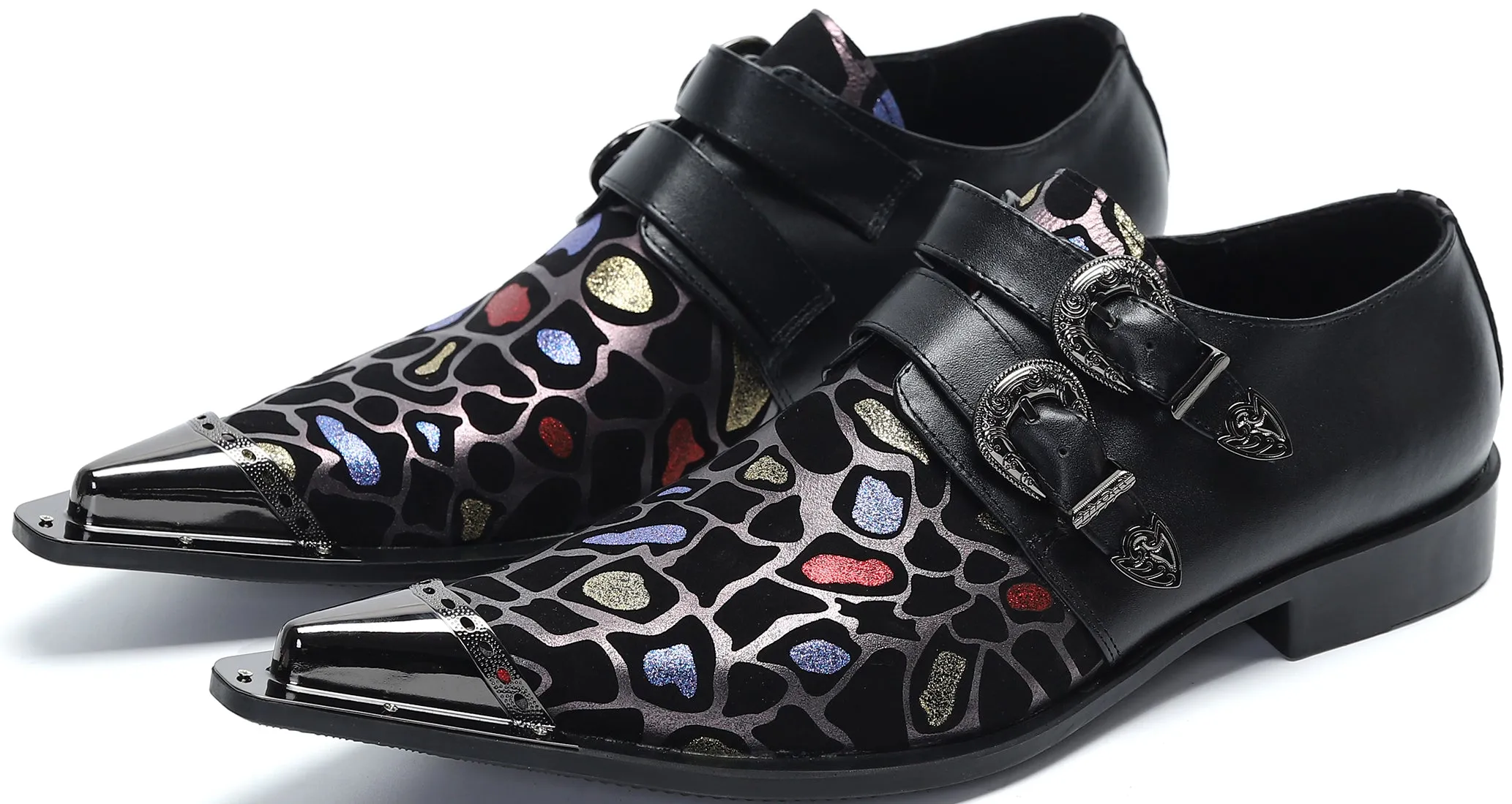 Men's Metal Tip Western Buttons Loafers